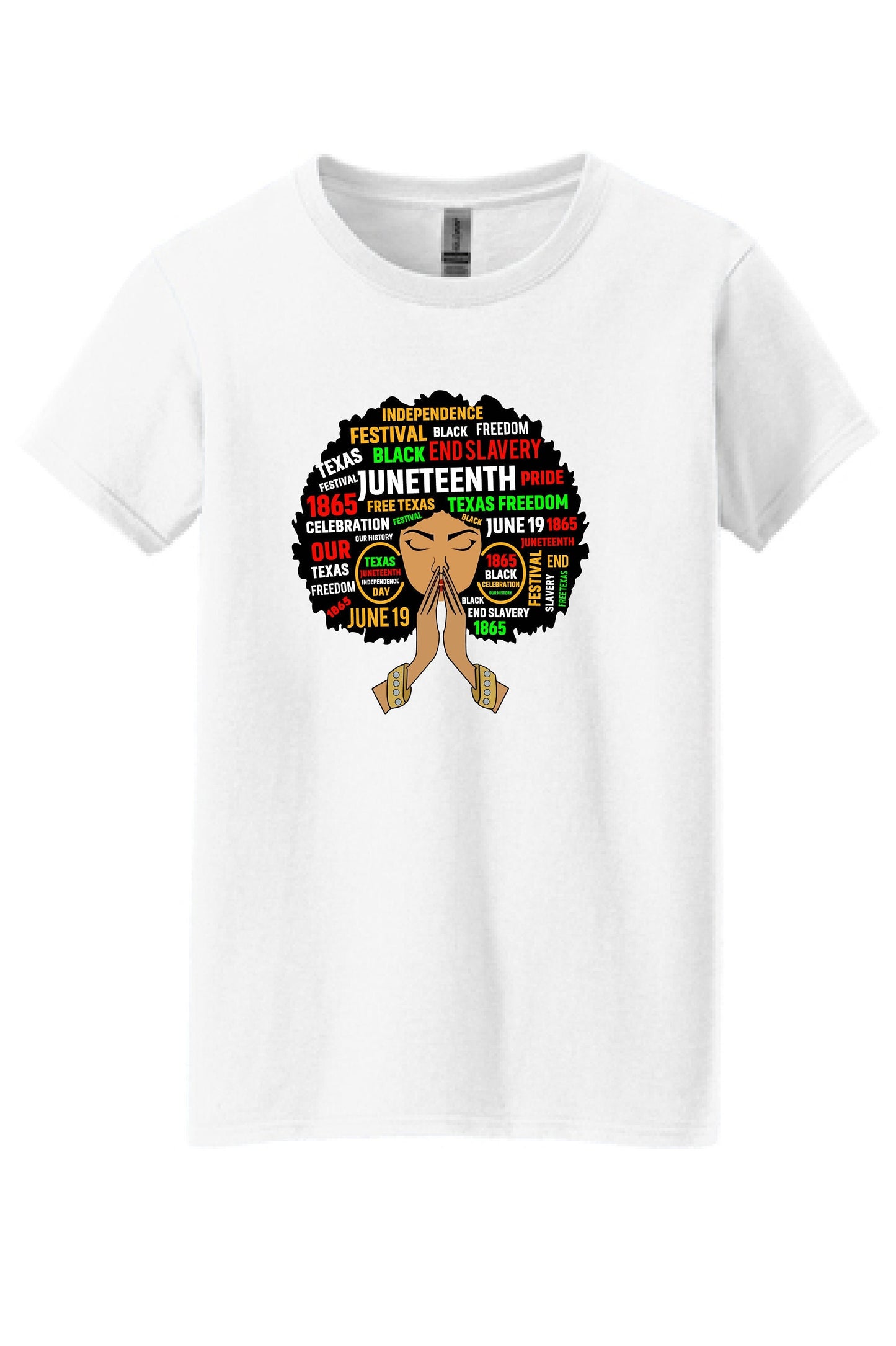 Embrace Freedom: Juneteenth Celebration Ladies Afro T-Shirt - Uniting Heritage and Hope