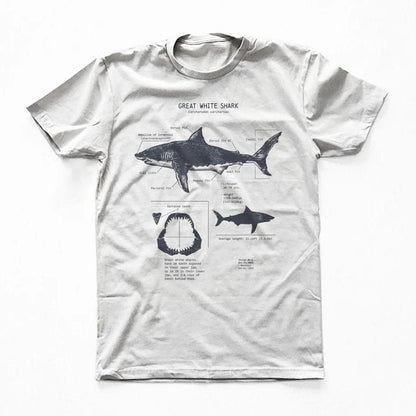 Awesome Great White Shark Anatomy Tee, Graphic Tshirt, Shark Lover Gift Marine Biology Shirt, Comfort Vacation T-shirt