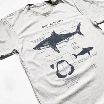 Awesome Great White Shark Anatomy Tee, Graphic Tshirt, Shark Lover Gift Marine Biology Shirt, Comfort Vacation T-shirt